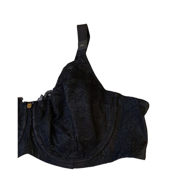 Curvy Couture 44C Everyday Glamour Black Lacy Unlined UW Bra 1207 NWT - Picture 8 of 12